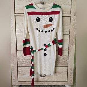 Women's Snowman Scarf Sweater Dress